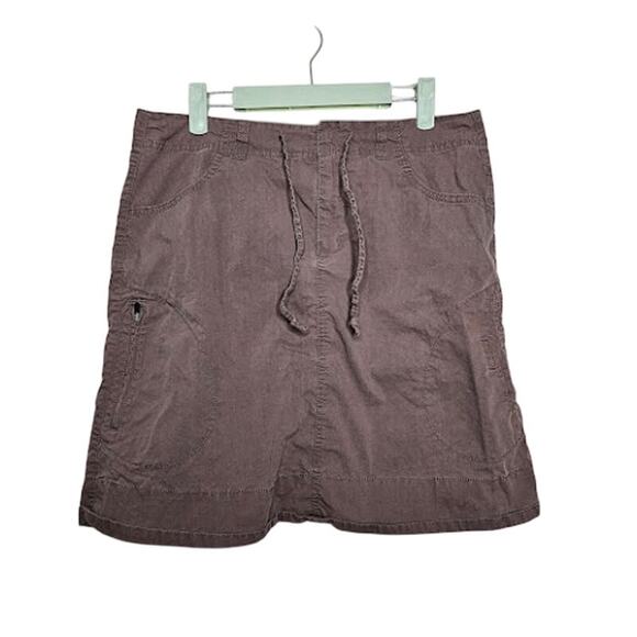Eddie Bauer brown cargo skirt pockets hiking performance style midi size 8 - Picture 1 of 4